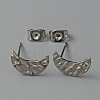 304 Stainless Steel Textured Geometry Stud Earring Findings with Hole STAS-WH0027-54K-1