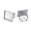 Tarnish Resistant 201 Stainless Steel Cuff Pad Ring Settings STAS-S080-041F-P-5