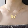 304 Stainless Steel Holow Cute Cat with Fish Pendant Necklaces for Women WGEC842-02-3