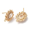 Brass with Glass Stud Earring Findings X-KK-K333-66G-2