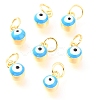 Brass Enamel Pendants KK-Y001-02B-07G-1