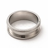 Non-Tarnish 201 Stainless Steel Grooved Finger Ring Settings STAS-P323-10P-2