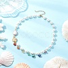 Round Shell Pearl & Natural Keshi Pearl Link Chain Necklaces NJEW-JN05332-1