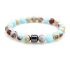 Natural Shoushan Stone Round Beaded Stretch Bracelets for Men Women FS-WG77712-06-1