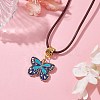 Alloy Enamel Butterfly Pendant Necklaces NJEW-JN04580-03-2