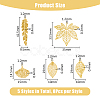 DICOSMETIC 40Pcs 5 Style Rack Plating 304 Stainless Steel Filigree Pendants STAS-DC0014-72-2