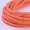 Flat Round Handmade Polymer Clay Beads CLAY-R067-8.0mm-14-2