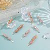 12Pcs 6 Styles Electroplated Natural Quartz Crystal Pointed Copper Wire Wrapped Bullet Pendants PALLOY-FH00161-4