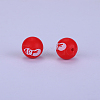 Christmas Printed Round with Snowman Pattern Silicone Focal Beads SI-JX0056A-216-1