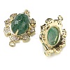 Natural Green Strawberry Quartz Faceted Oval Connector Charms G-G181-06G-02-2