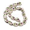 Flower Theme Printed Handmade Porcelain Beads LAMP-D303-06E-04-2