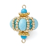 Dyed Synthetic Imperial Jasper & Handmade Glass Seed Beaded Rhombus Connector Charms PALLOY-MZ00960-02-1