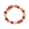 Natural Carnelian Beaded Stretch Rings RJEW-JR00867-02-2