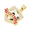 Football Brass Micro Pave Cubic Zirconia Pendants KK-A297-09J-G-2