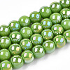 Electroplate Opaque Glass Beads Strands GLAA-T032-P10mm-AB06-1