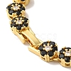 Rack Plating Brass Pave Cubic Zirconia Flower Link Chain Bracelets for Women BJEW-A018-03G-04-3