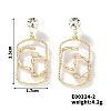 Geometric Hollow Brass Clear Cubic Zirconia Stud Earrings RV3263-1-2