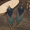 Bohemian Handmade Glass Seed Beads Rectangle Dangle Earrings PO2470-3