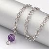 Natural Amethyst Sphere Dowsing Pendulums BJEW-E292-A07-3