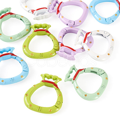 10Pcs 5 Colors Alloy Spring Gate Rings FIND-TA0008-59A-1