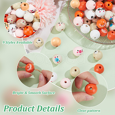 90Pcs 9 Colors Wood European Style Beeds WOOD-OC0003-74-1