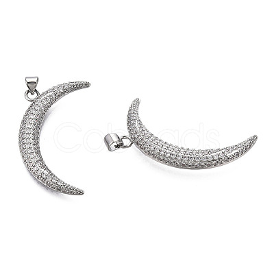 Brass Micro Pave Clear Cubic Zirconia Pendants KK-N227-140P-1