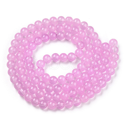 Baking Paint Imitation Jade Glass Round Bead Strands X1-DGLA-Q021-8mm-57A-1