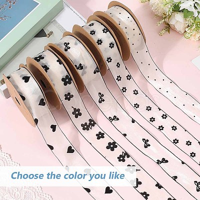 1Roll Printed Polyester Chiffon Ribbons OCOR-CY0002-35E-1