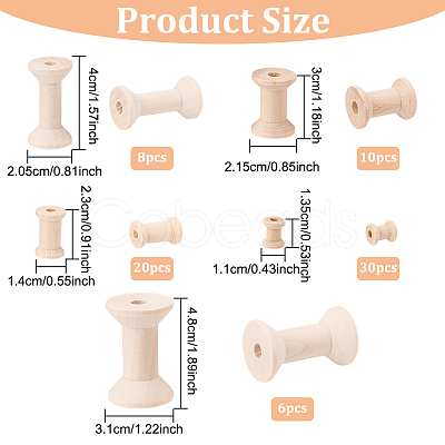 74Pcs Wooden Empty Spools for Wire TOOL-BC0002-12-1