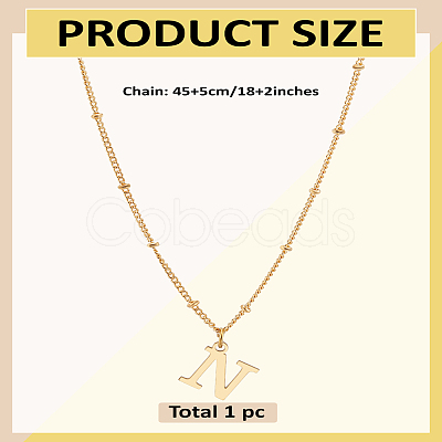 1Pc Brass Chain & 304 Stainless Steel Letter Pendant Necklaces NJEW-LP0001-35N-G-1