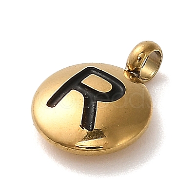 304 Stainless Steel Black Enamel Charms STAS-R009-01G-R-1