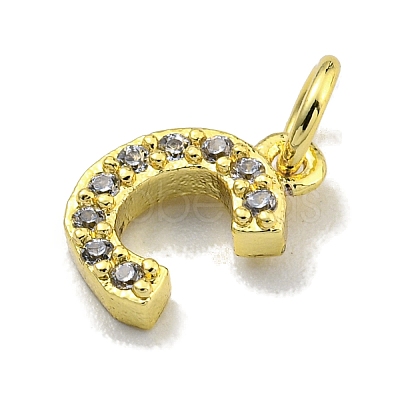 Letter Brass Micro Pave Clear Cubic Zirconia Pendants KK-K354-06G-C-1