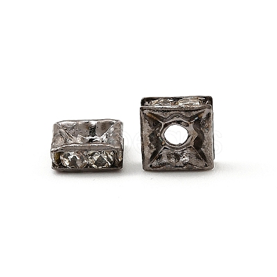 Brass Rhinestone Spacer Beads RB-A013-6x6-01B-1