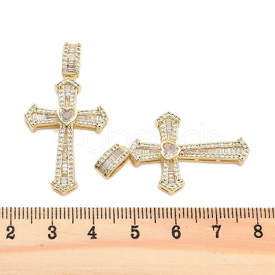 Brass Pave Clear Cubic Zirconia Pendants KK-U009-06B-G-1