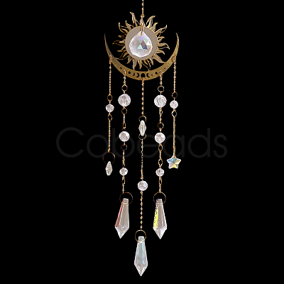 1Pc Metal Moon Hanging Ornaments AJEW-CN0004-04B-1