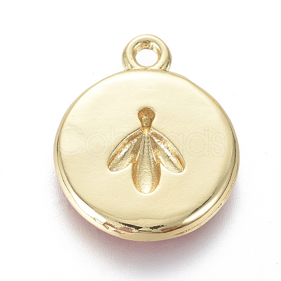Golden Plated Brass Enamel Pendants KK-F807-03-G-1