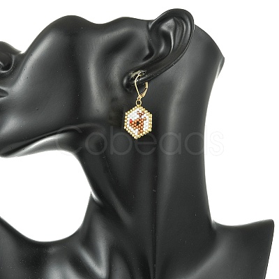 Christmas 304 Stainless Steel with Glass Cylinder Seed Beads Dangle Earrings EJEW-MZ00819-1