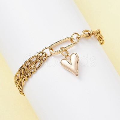 Heart Alloy Charm Bracelets BJEW-JB12775-02-1