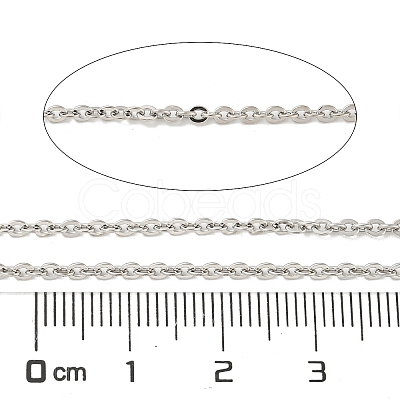 Anti-Tarnish Rhodium Plated 925 Sterling Silver Flat Cable Chains STER-F052-04P-03-1