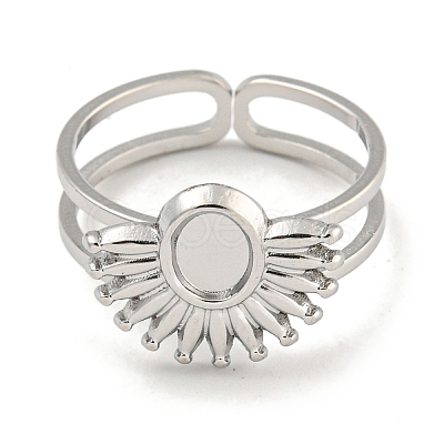 Non-Tarnish 304 Stainless Steel Sun Open Cuff Ring Components RJEW-A043-01P-1