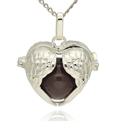 Silver Color Plated Brass Hollow Heart Cage Pendants KK-J241-10S-1