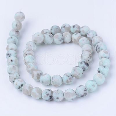 Natural Sesame Jasper/Kiwi Jasper Beads Strands G-Q462-8mm-17-1