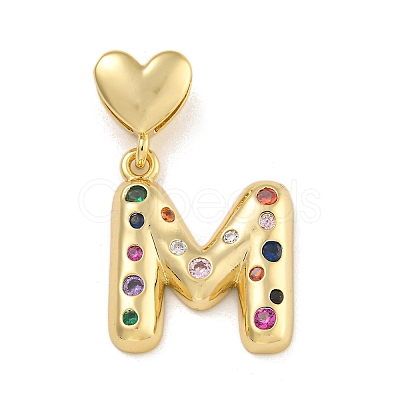 Brass Micro Pave Colorful Cubic Zirconia Pendants KK-P281-01G-M-1
