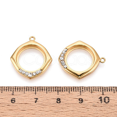 304 Stainless Steel and Crystal Rhinestone Rhombus Pendants STAS-T072-64G-1