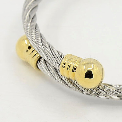 Trendy Men 304 Stainless Steel Torque Bangles BJEW-L087-02-1