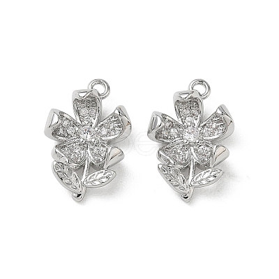 Brass Micro Pave Clear Cubic Zirconia Pendants KK-P355-02P-1