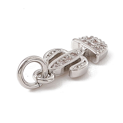 Brass Micro Pave Clear Cubic Zirconia Cactus Charms ZIRC-F132-67P-1