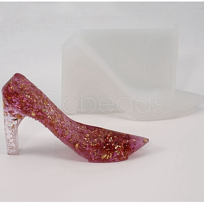 DIY 3D High-heeled Shoes Silicone Molds AJEW-D046-20-1