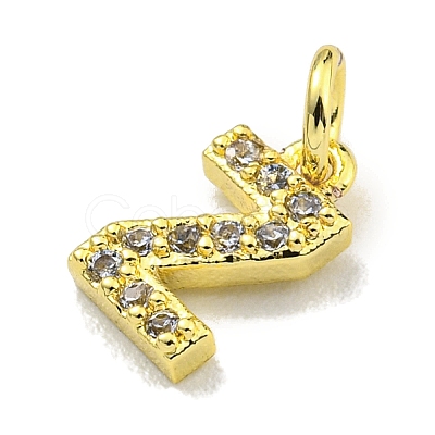 Letter Brass Micro Pave Clear Cubic Zirconia Pendants KK-K354-06G-Z-1