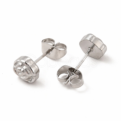 Non-Tarnish 304 Stainless Steel Flower Stud Earrings for Women EJEW-C004-10P-1